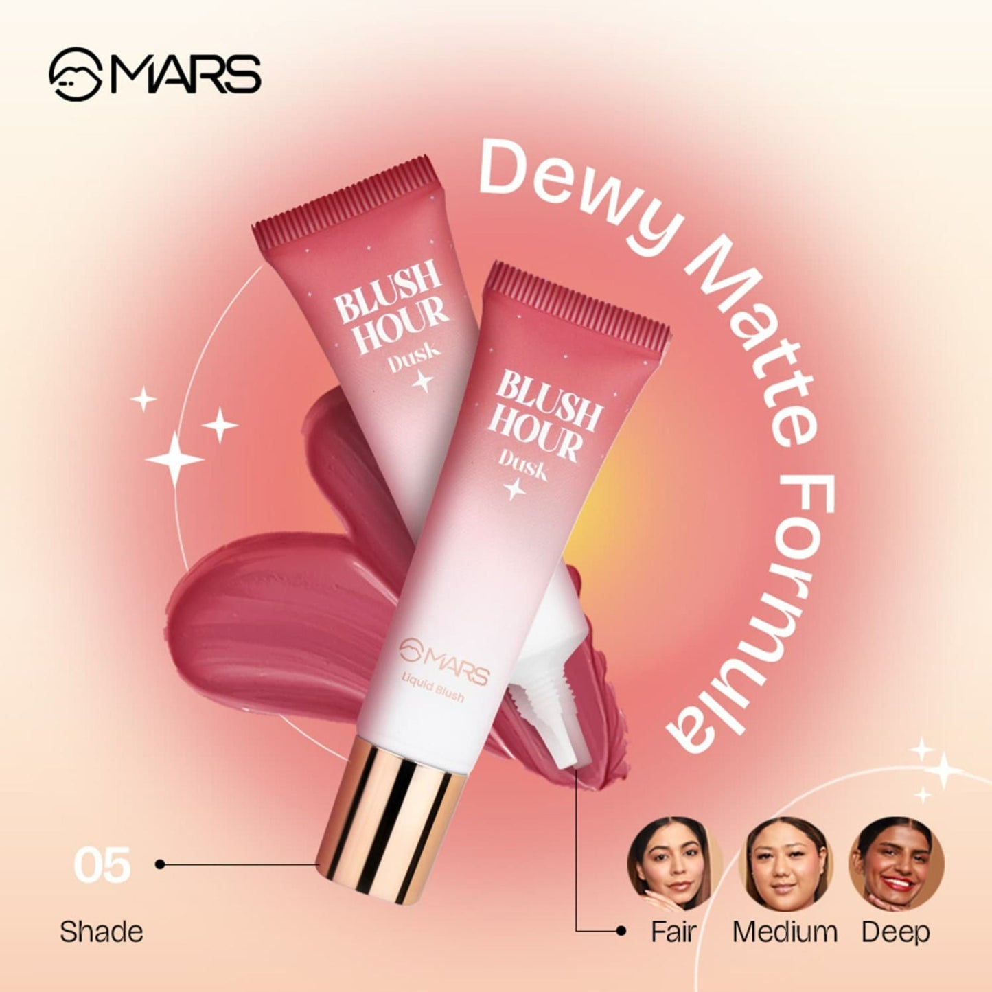 MARS Cosmetics Liquid Blush Hour Dewy-Matte Finish - 05 Dusk - Swadesiicart