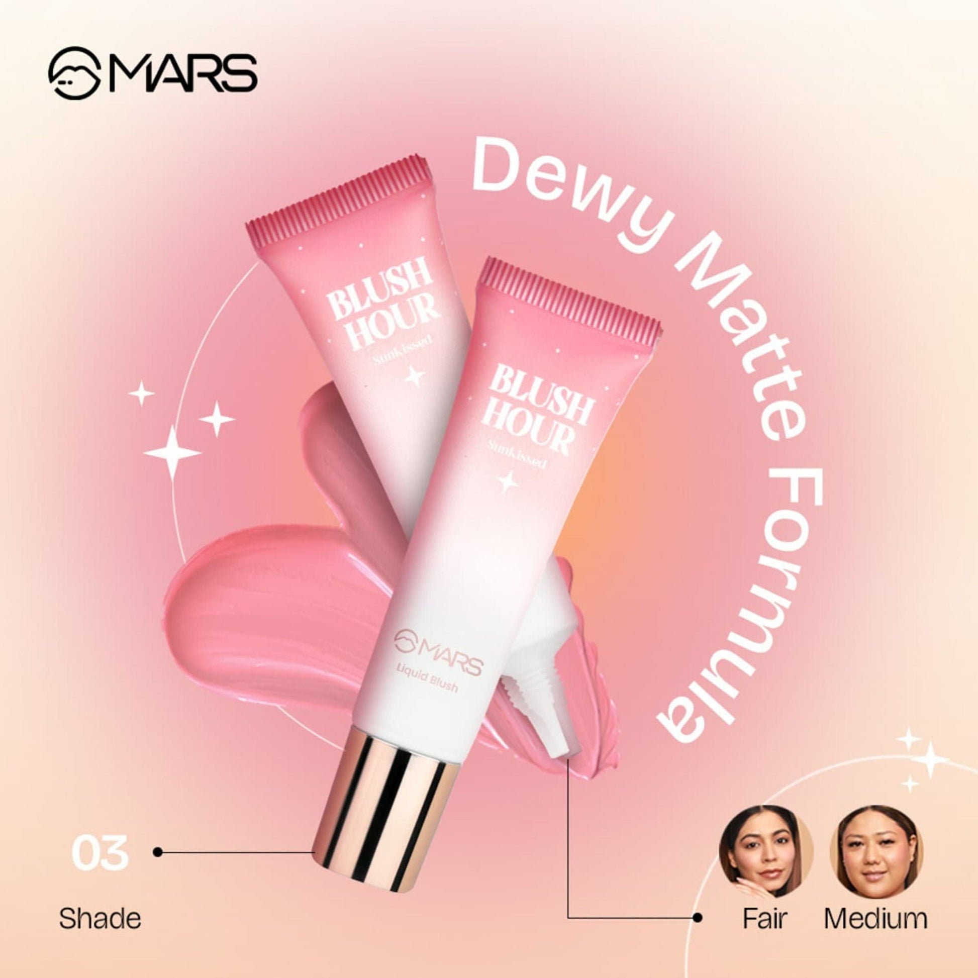 MARS Cosmetics Liquid Blush Hour Dewy-Matte Finish - 03 Sunkissed - Swadesiicart
