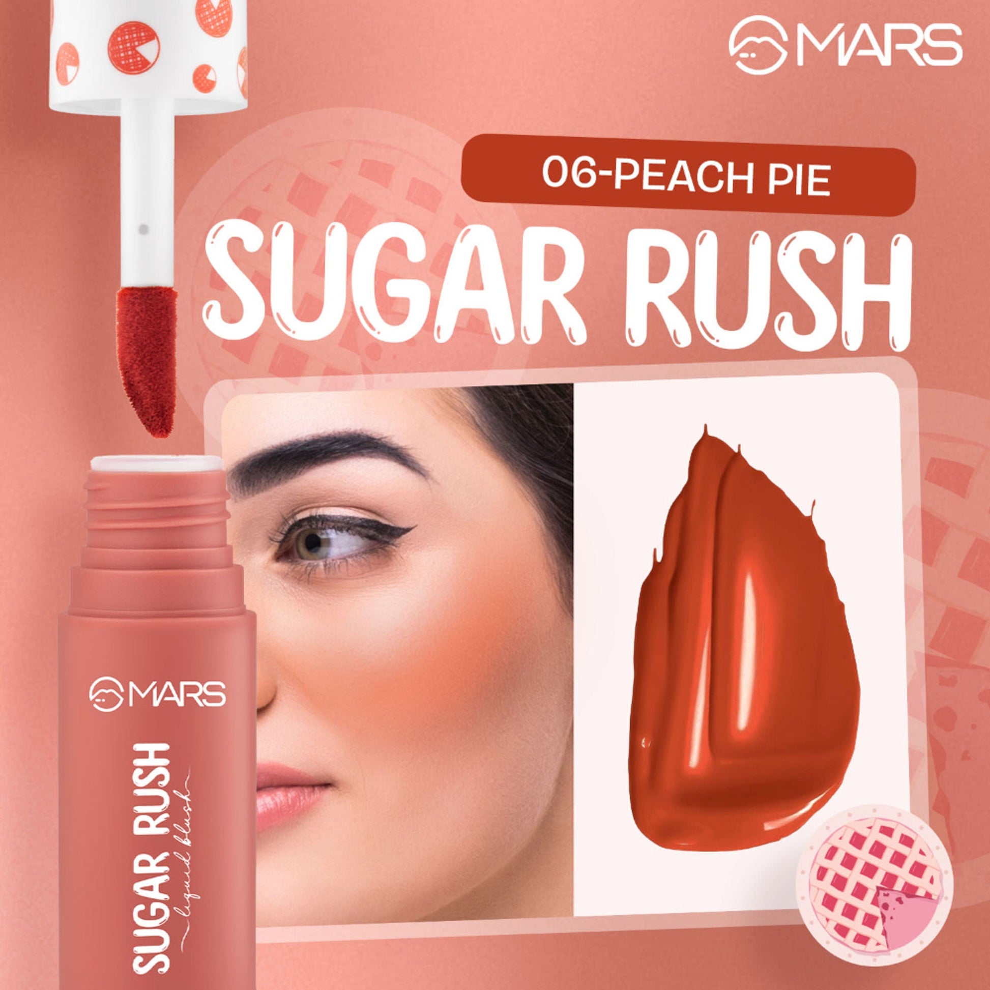 MARS Cosmetics Sugar Rush Liquid Blush - 06-Peach Pie - Swadesiicart