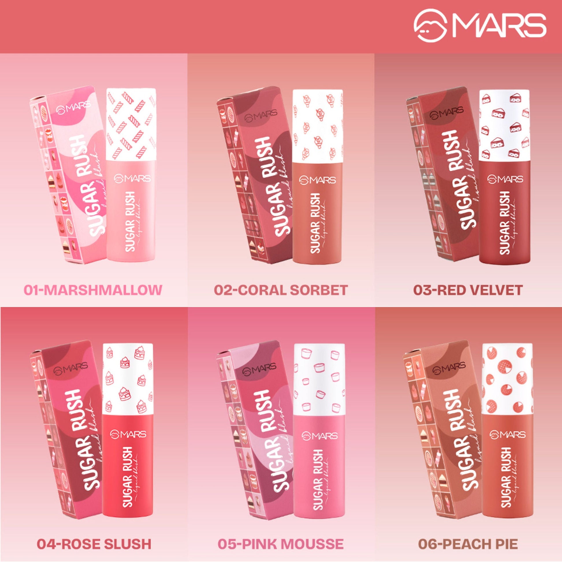 MARS Cosmetics Sugar Rush Liquid Blush - 06-Peach Pie - Swadesiicart
