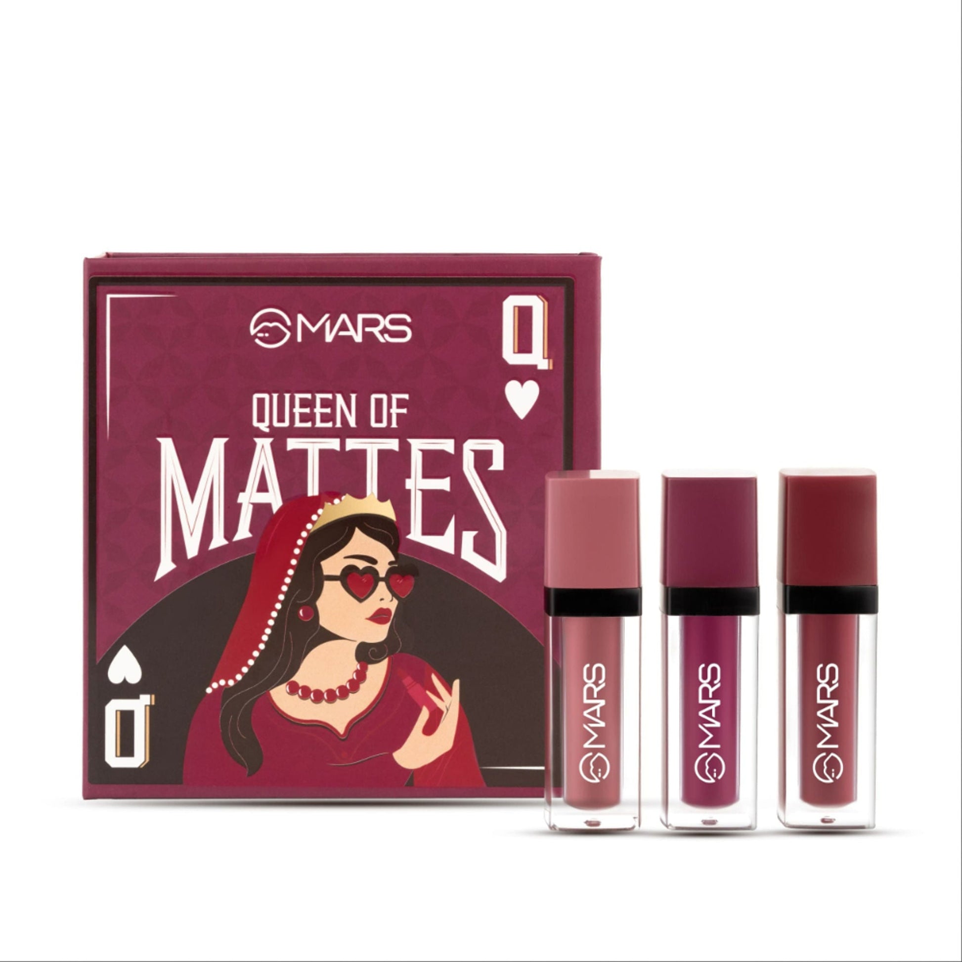 MARS Cosmetics Queen Of Mattes Reds & Maroons Liquid Lipsticks - Plums Maroons - Swadesiicart