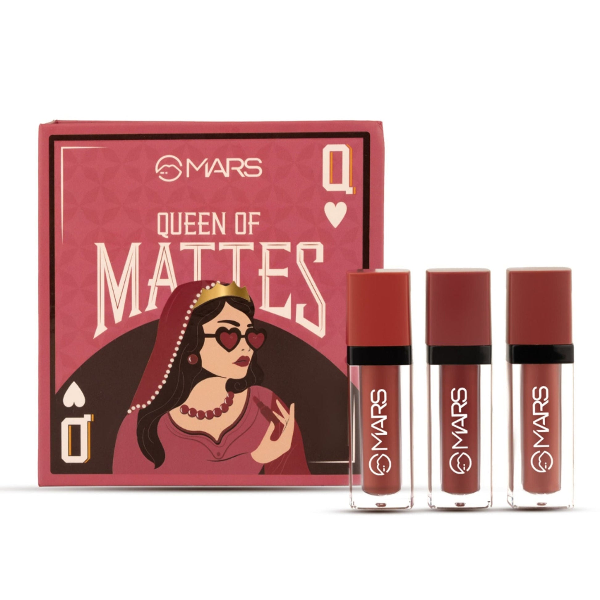 MARS Cosmetics Queen Of Mattes Reds & Maroons Liquid Lipsticks - Blushed Nudes - Swadesiicart