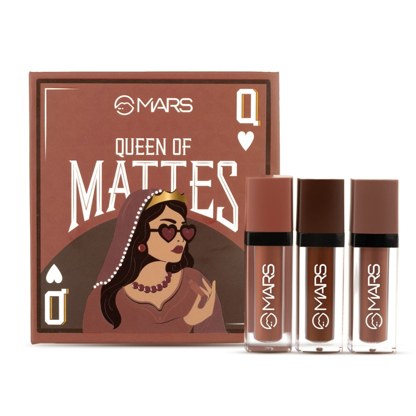 MARS Cosmetics Queen Of Mattes Reds & Maroons Liquid Lipsticks - Browns - Swadesiicart
