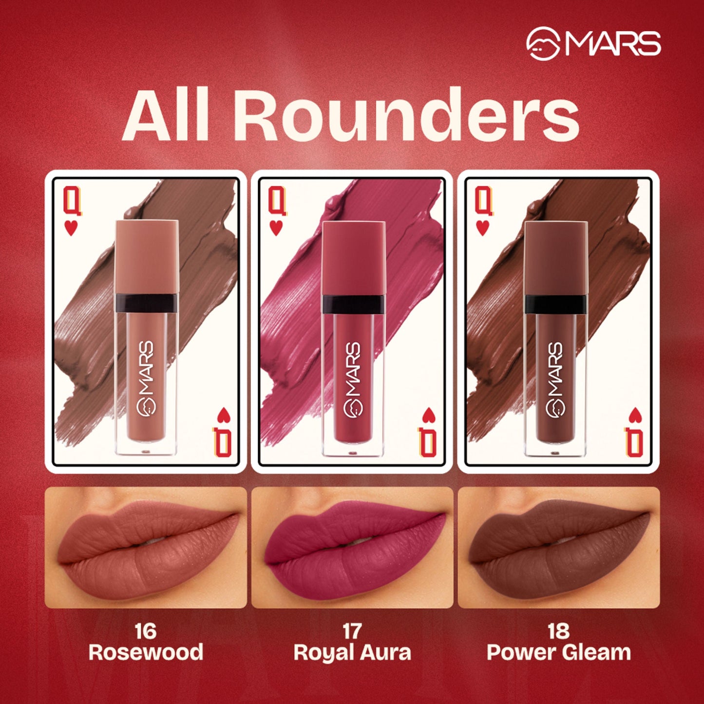 MARS Cosmetics Queen Of Mattes Reds & Maroons Liquid Lipsticks - All Rounder - Swadesiicart