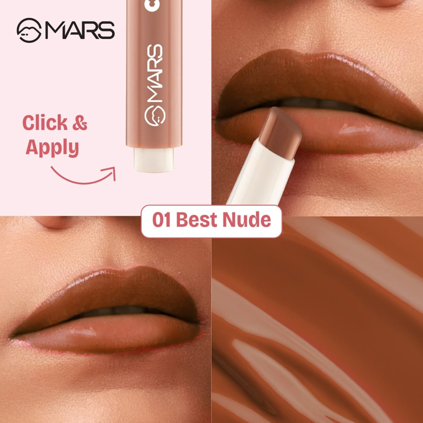 MARS Cosmetics Click Stix Gloss Lip Balm - 01-best Nude - Swadesiicart