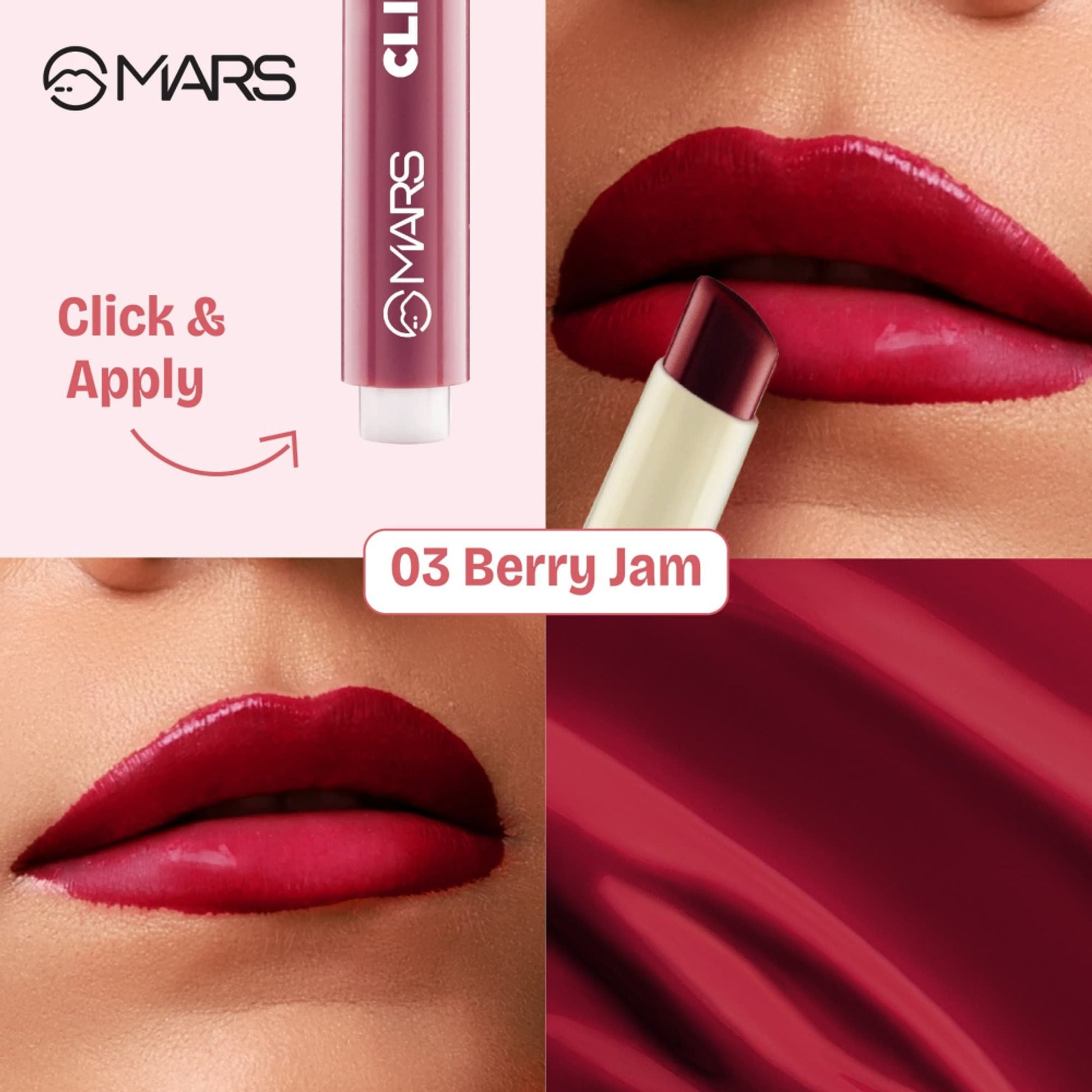 MARS Cosmetics Click Stix Gloss Lip Balm - 03-berry Jam - Swadesiicart