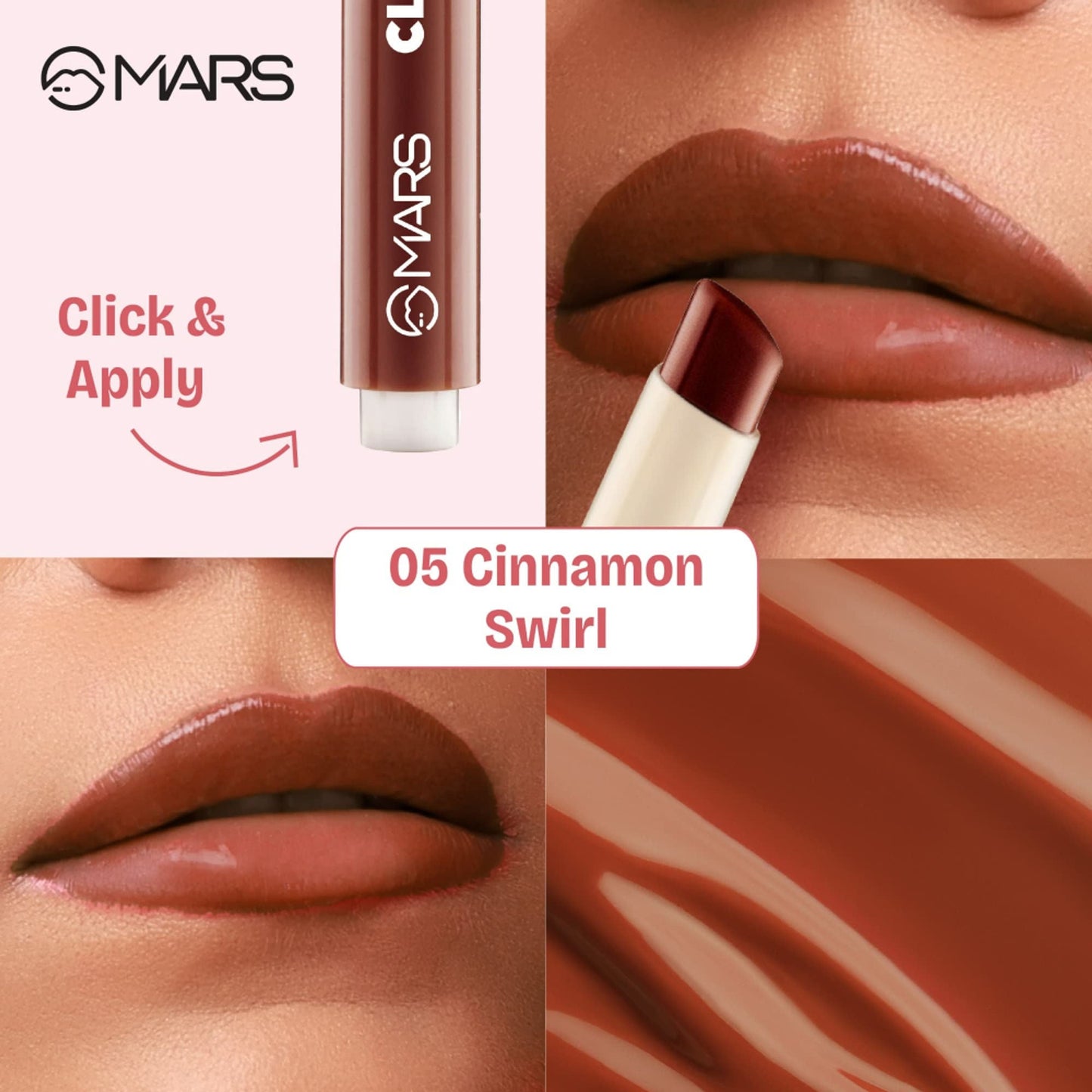 MARS Cosmetics Click Stix Gloss Lip Balm - 05-cinnamon Swirl - Swadesiicart