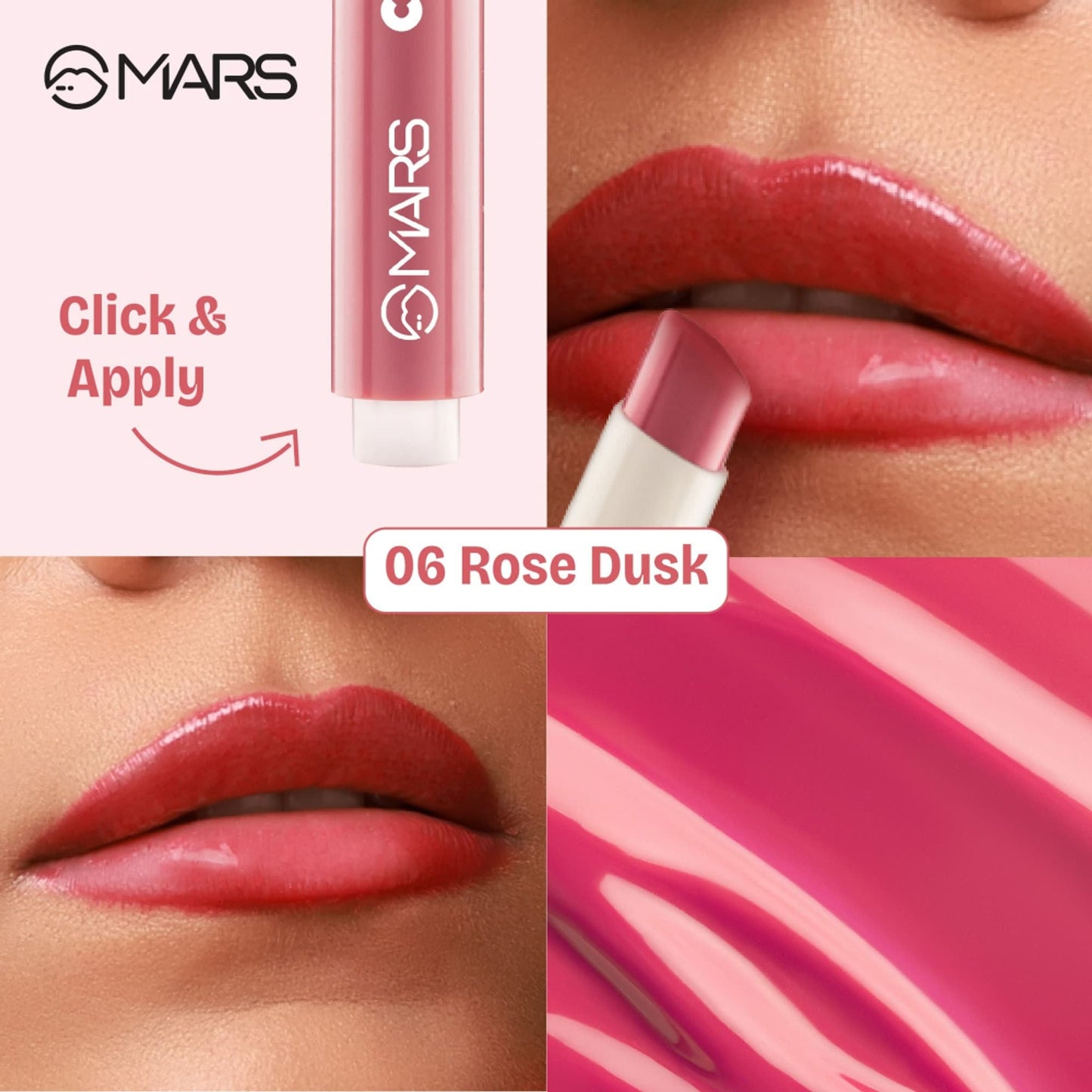 MARS Cosmetics Click Stix Gloss Lip Balm - 06-rose Duck - Swadesiicart