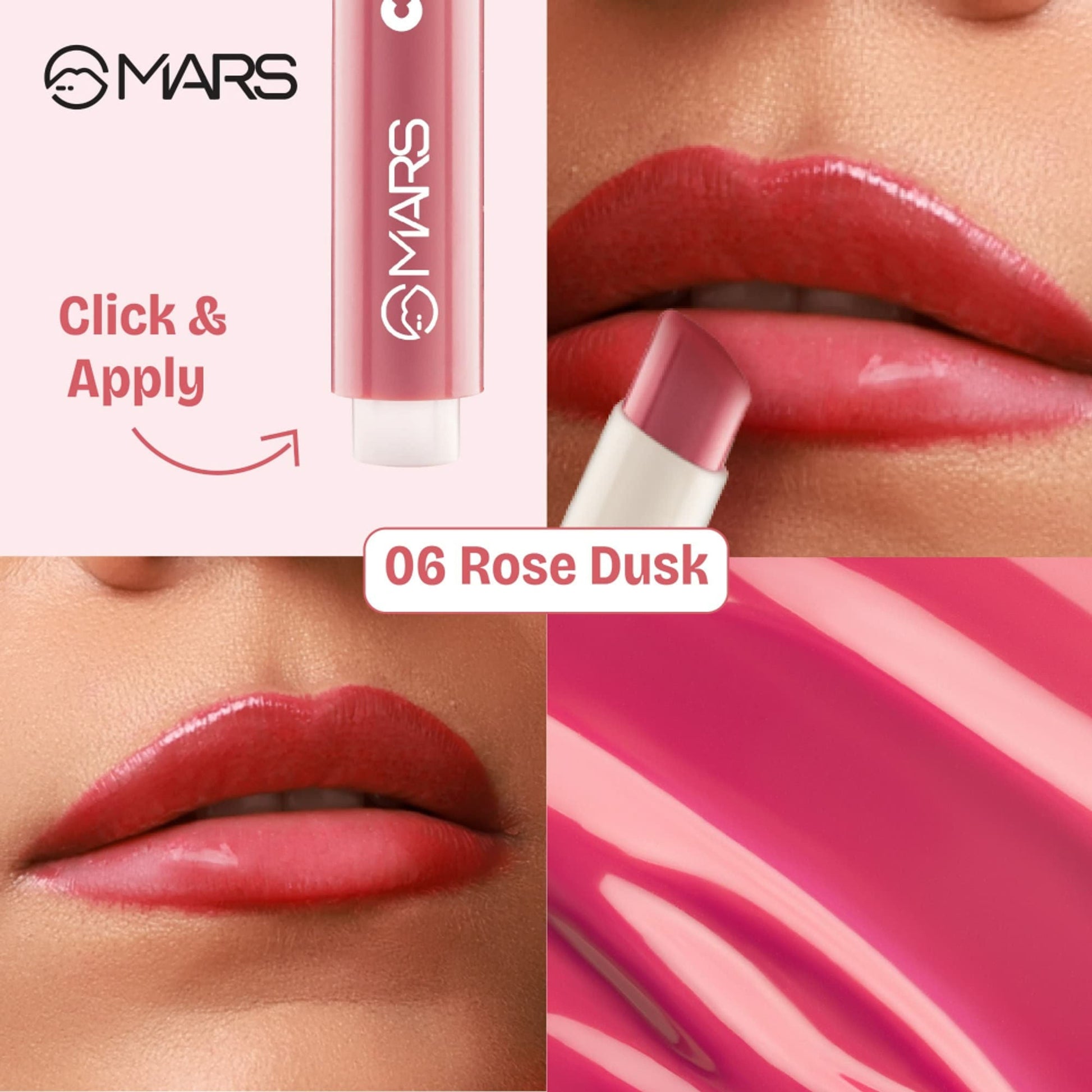 MARS Cosmetics Click Stix Gloss Lip Balm - 06-rose Duck - Swadesiicart