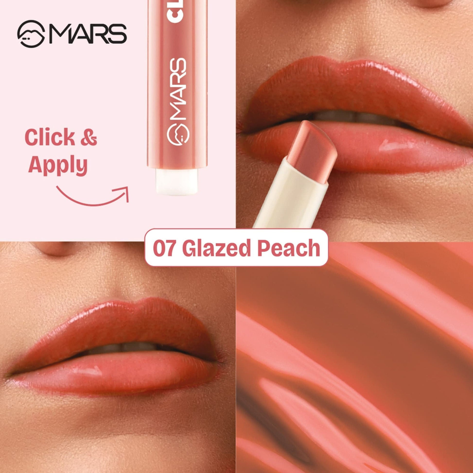 MARS Cosmetics Click Stix Gloss Lip Balm - 07-glazed Peach - Swadesiicart