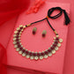 Tehzeeb Creations Maroon Colour Gold-Polished Stone Jewellery Choker Necklace Set With Matching Pair of Stud Earrings - Swadesiicart