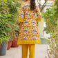 Vaasva Women Yellow Embroidered Printed Kurta Set With Laced Solid Pants | Swadesiicart