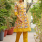 Vaasva Women Yellow Embroidered Printed Kurta Set With Laced Solid Pants | Swadesiicart