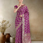 Monjolika Fashion Effervescent Purple Soft Banarasi Satin Silk Saree With Elision Blouse Piece | Swadesiicart