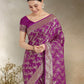 Monjolika Fashion Effervescent Purple Soft Banarasi Satin Silk Saree With Elision Blouse Piece | Swadesiicart
