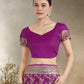 Monjolika Fashion Effervescent Purple Soft Banarasi Satin Silk Saree With Elision Blouse Piece | Swadesiicart