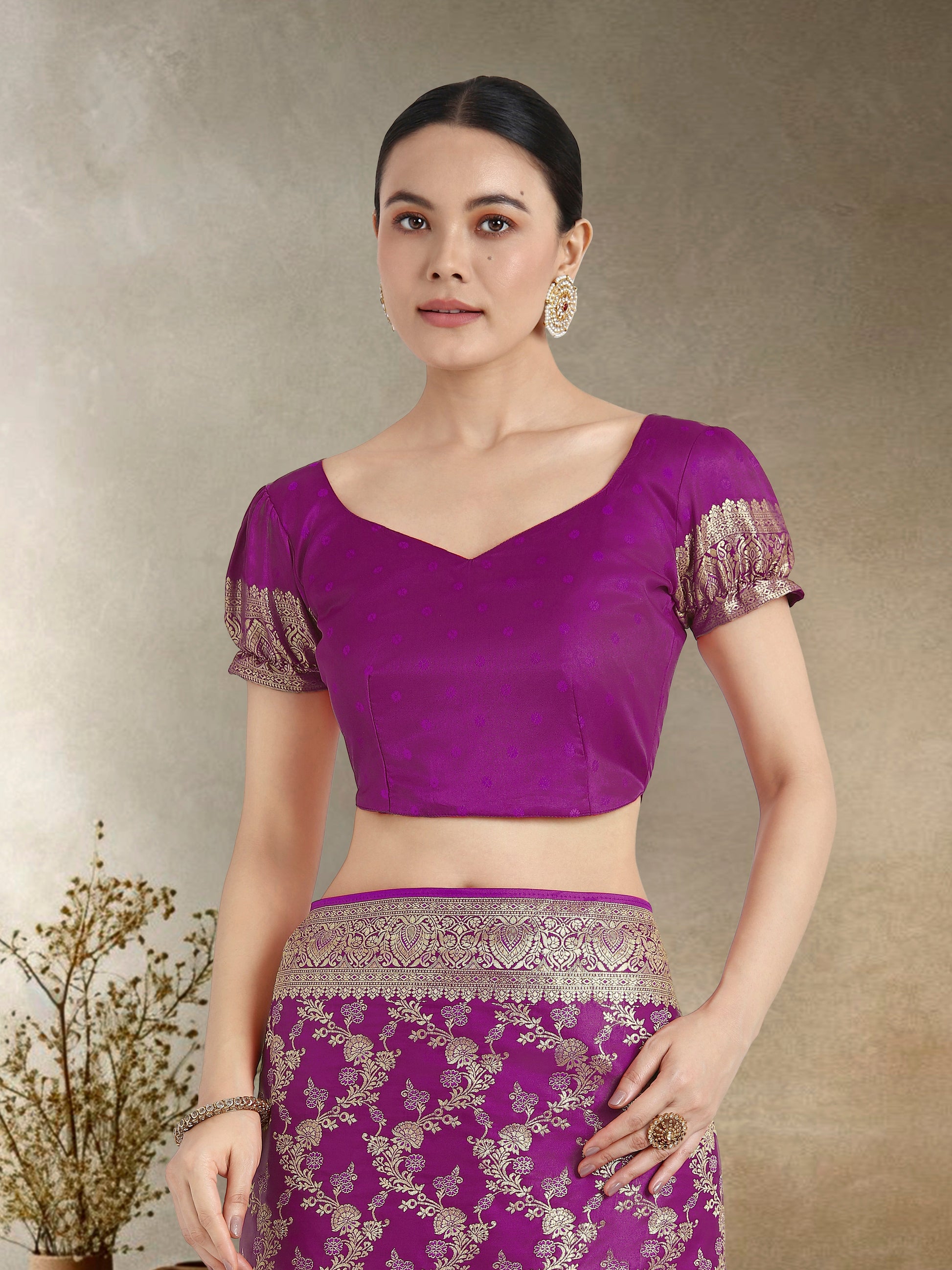 Monjolika Fashion Effervescent Purple Soft Banarasi Satin Silk Saree With Elision Blouse Piece | Swadesiicart