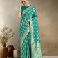 Monjolika Fashion Effervescent Turquoise Soft Banarasi Satin Silk Saree With Elision Blouse Piece | Swadesiicart