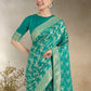 Monjolika Fashion Effervescent Turquoise Soft Banarasi Satin Silk Saree With Elision Blouse Piece | Swadesiicart