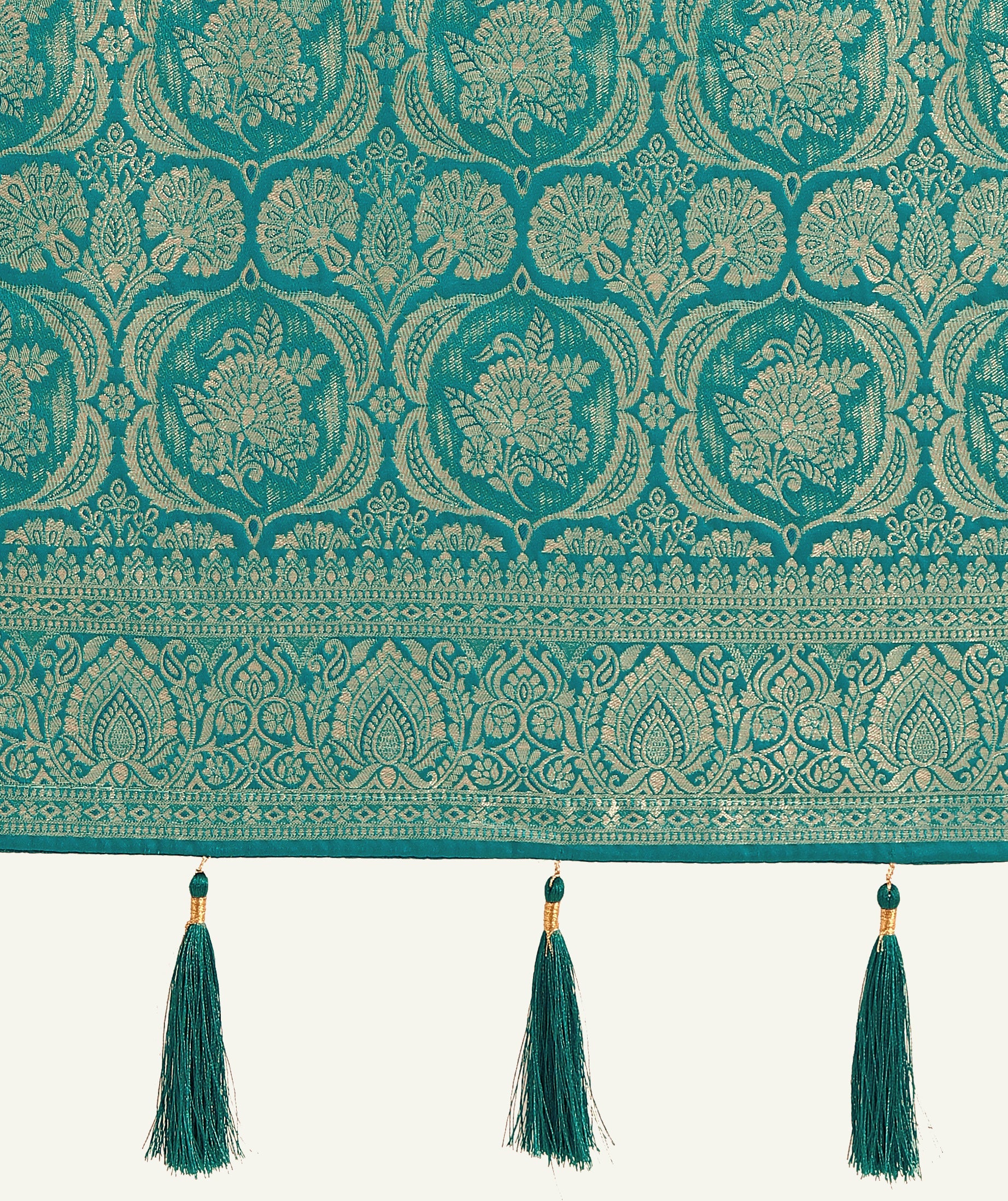 Monjolika Fashion Effervescent Turquoise Soft Banarasi Satin Silk Saree With Elision Blouse Piece | Swadesiicart