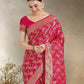 Monjolika Fashion Effervescent Bright Pink Soft Banarasi Satin Silk Saree With Elision Blouse Piece | Swadesiicart