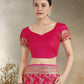 Monjolika Fashion Effervescent Bright Pink Soft Banarasi Satin Silk Saree With Elision Blouse Piece | Swadesiicart