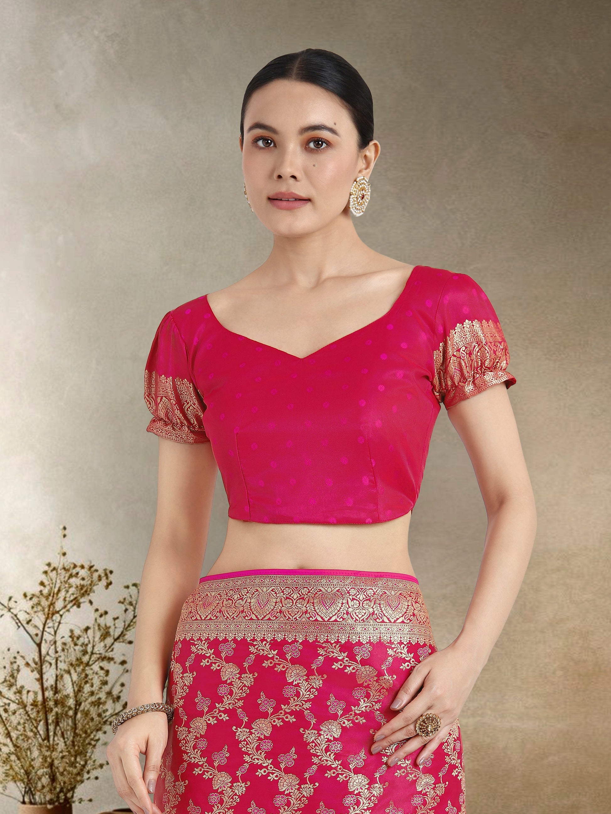 Monjolika Fashion Effervescent Bright Pink Soft Banarasi Satin Silk Saree With Elision Blouse Piece | Swadesiicart