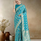 Monjolika Fashion Effervescent Aqua blue Soft Banarasi Satin Silk Saree With Elision Blouse Piece | Swadesiicart
