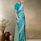 Monjolika Fashion Effervescent Aqua blue Soft Banarasi Satin Silk Saree With Elision Blouse Piece | Swadesiicart