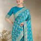 Monjolika Fashion Effervescent Aqua blue Soft Banarasi Satin Silk Saree With Elision Blouse Piece | Swadesiicart