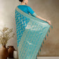 Monjolika Fashion Effervescent Aqua blue Soft Banarasi Satin Silk Saree With Elision Blouse Piece | Swadesiicart