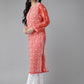 ADA Women Red & White Sustainable Hand Embroidered Chikankari Handloom Kurta with Palazzos | Swadesiicart