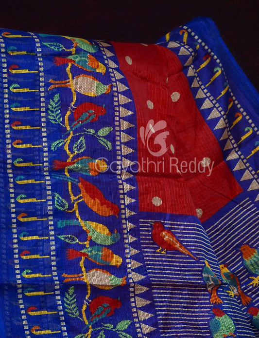 Red Colour Saree With Paithani Print Semi Soft Silk Kota Saree By Gayathri Reddy Designer Studio | Swadesiicart