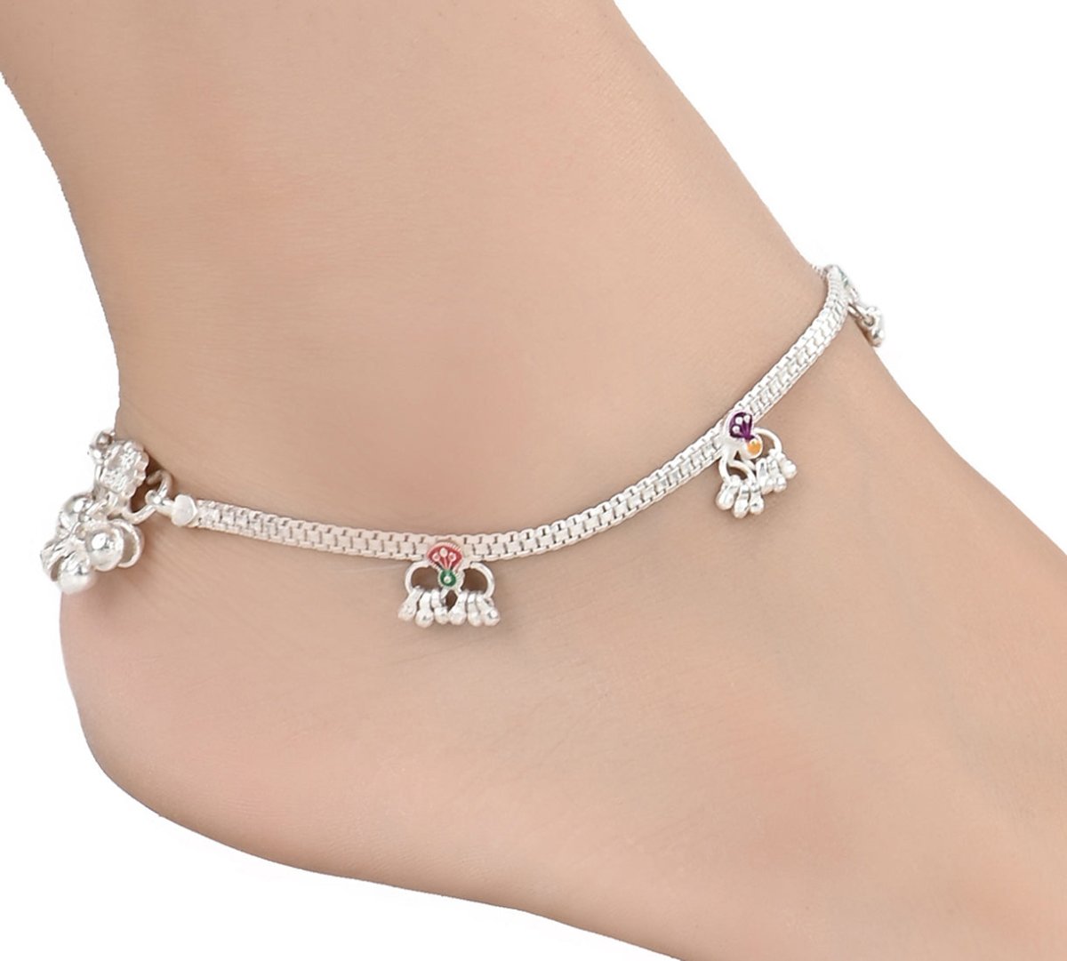 AanyaCentric Silver Plated Traditional Anklets Payal - Classic and Stylish for Women and Girls - Swadesiicart