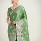 Monjolika Fashion Light Green Zari Weaving Work Banarasi Satin Silk Traditional Saree | Swadesiicart