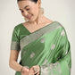 Monjolika Fashion Light Green Zari Weaving Work Banarasi Satin Silk Traditional Saree | Swadesiicart