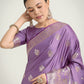 Monjolika Fashion Lavender Zari Weaving Work Banarasi Satin Silk Traditional Saree | Swadesiicart