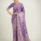 Monjolika Fashion Lavender Zari Weaving Work Banarasi Satin Silk Traditional Saree | Swadesiicart