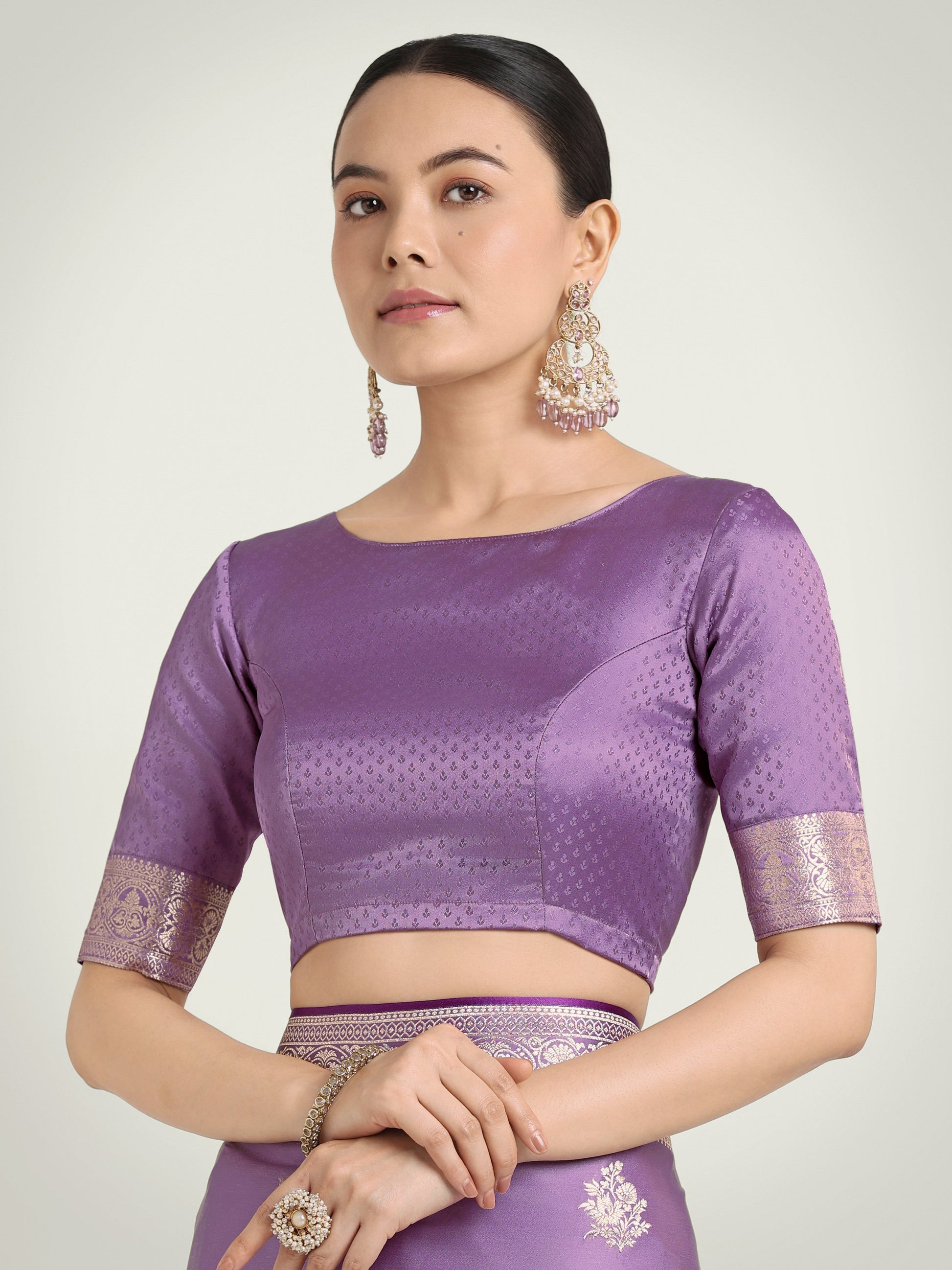 Monjolika Fashion Lavender Zari Weaving Work Banarasi Satin Silk Traditional Saree | Swadesiicart