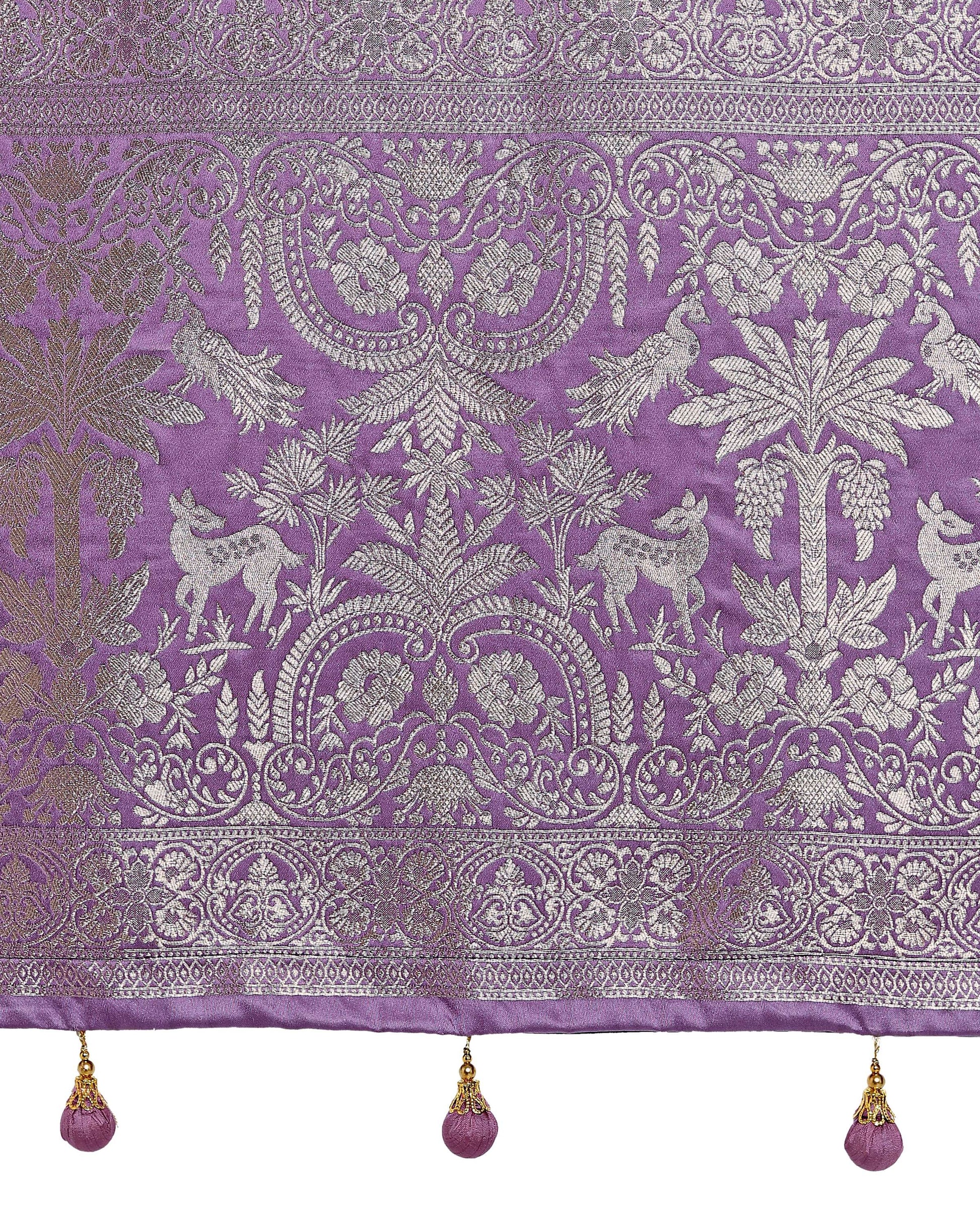 Monjolika Fashion Lavender Zari Weaving Work Banarasi Satin Silk Traditional Saree | Swadesiicart