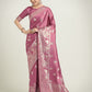 Monjolika Fashion Dusty Pink Zari Weaving Work Banarasi Satin Silk Traditional Saree | Swadesiicart