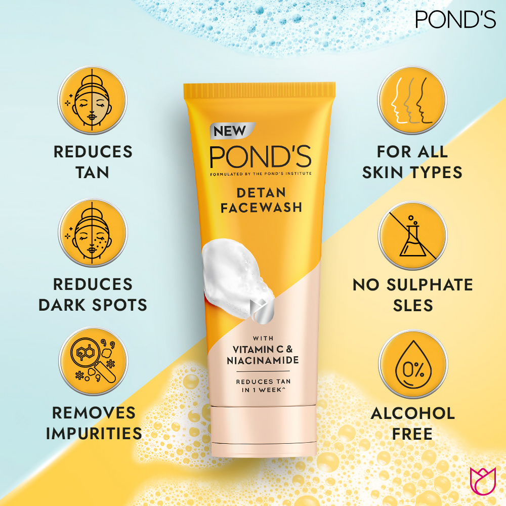 Ponds Detan Facewash with Vitamin C & Niacinamide - Swadesiicart