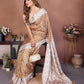Anaita Cream Handmade Bandhej Viscose Silk Saree With Blouse