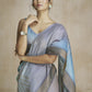 Anaita Dark Grey Fancy Fabric With Digital Print Saree With Blouse