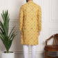 Sojanya Men Yellow Ethnic Motifs Printed Kurta with Churidar | Swadesiicart