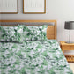 BOMBAY DYEING Serenita Green & White Floral Cotton 144TC Queen Bedsheet & 2 Pillow Covers - Swadesiicart