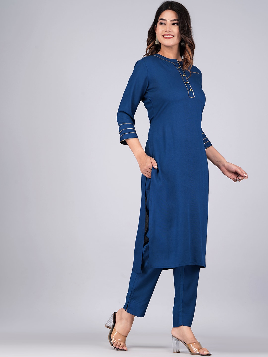 Kalini Regular Gotta Patti Kurta With Trousers - Swadesiicart