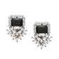 Shoshaa Silver-Plated & Black CZ Studded Contemporary Drop Earrings | Swadesiicart