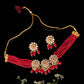 Mominos Fashion Johar Kamal Women's Red Beads Pearls Gold-Plated Jewellery Set