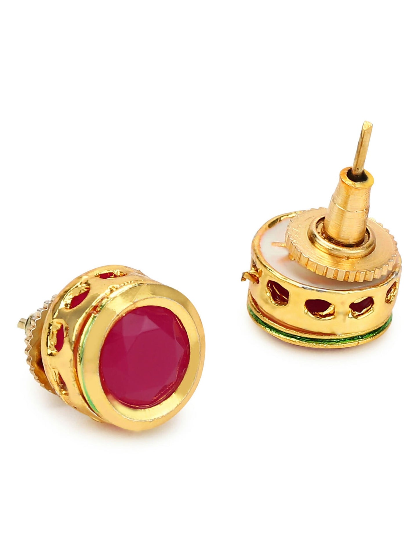 Maroon Circular Studs Earrings - Ruby Raang - Swadesiicart